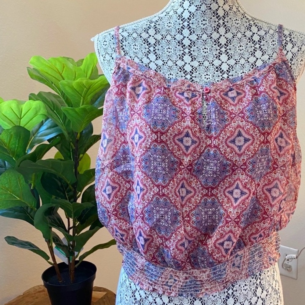 American Eagle Paisley Semi Sheer Crop Tank